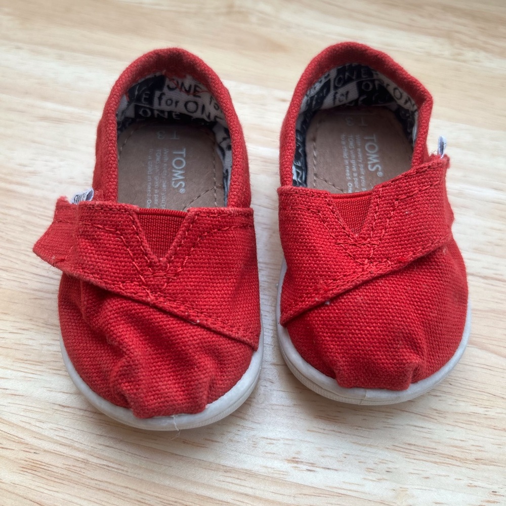 TOMS Kids Red Canvas Shoes